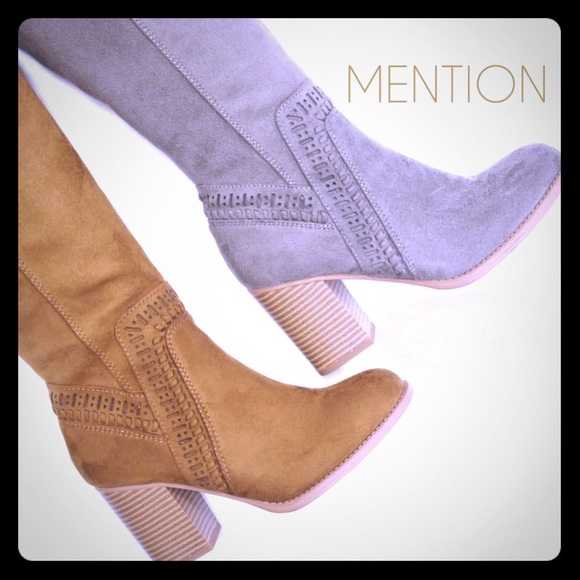 Soda Mention Black Faux Suede Knee High Heel BOOT - Picture 8 of 8